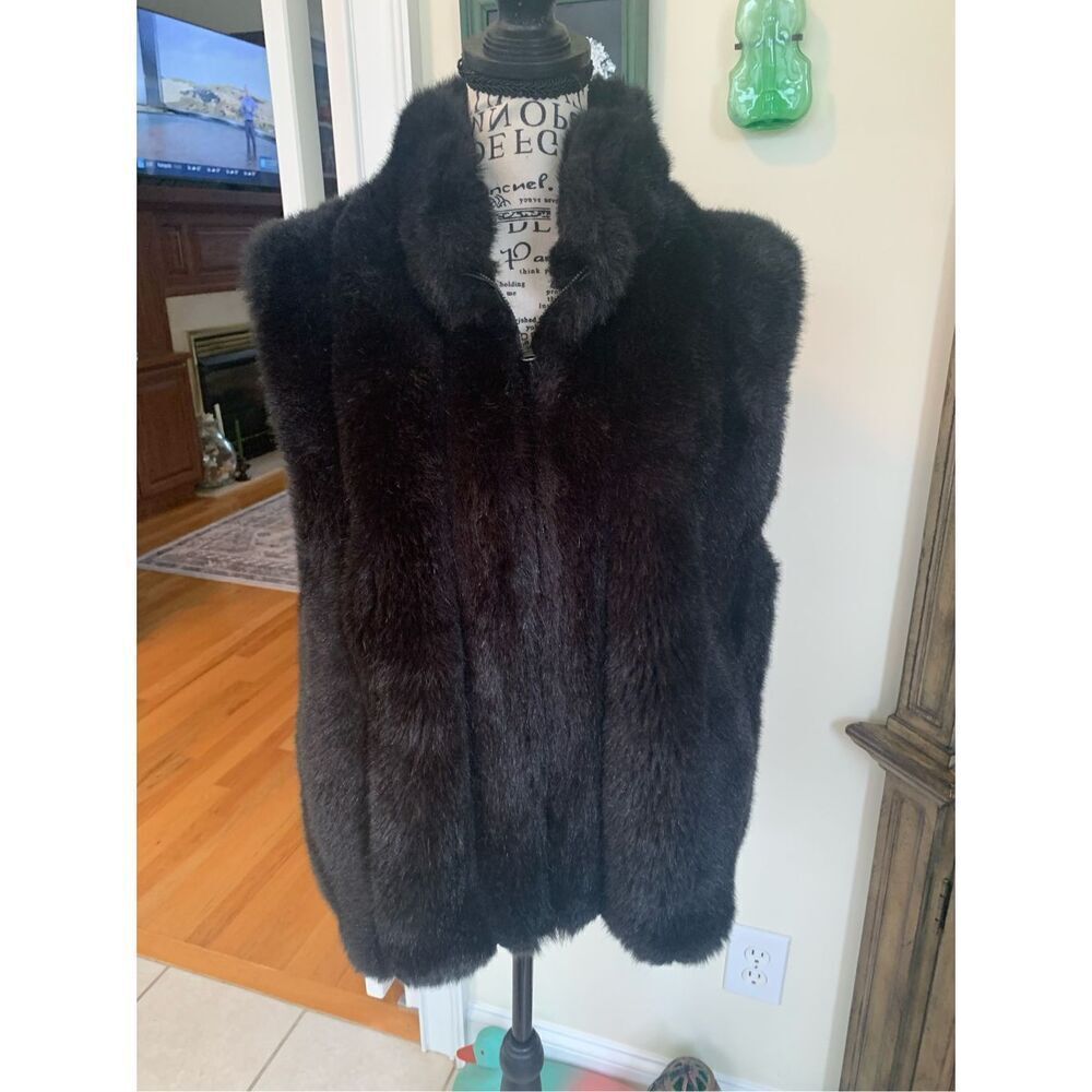 Coaco NY Reversible Soft Faux Fur Sleeveless Black Vest Jacket Winter - Picture 13 of 13